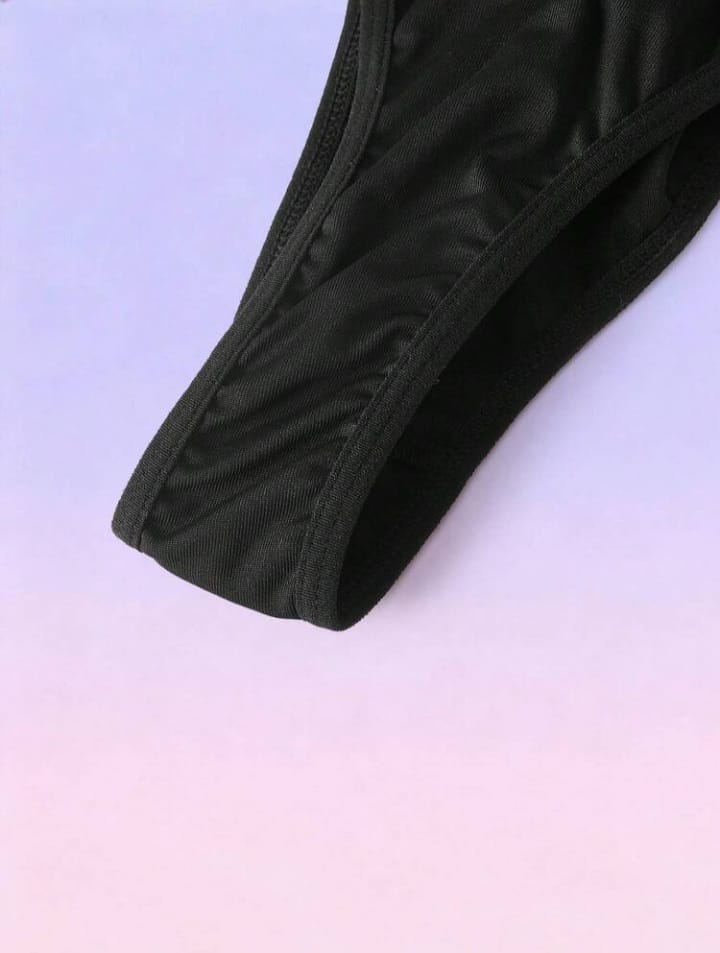 Men's Fashionable Solid Color Pu Leather Rivet Briefs